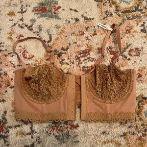 NWOT Aerie Nude Lace Longline Balconette Bra